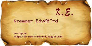 Kremmer Edvárd névjegykártya